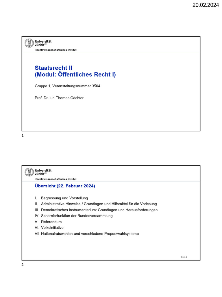 Wo 8 Staatsrecht II 2024 | PDF