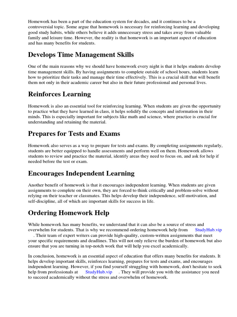 Why Should We Have Homework Every Night | PDF | Homework | Learning