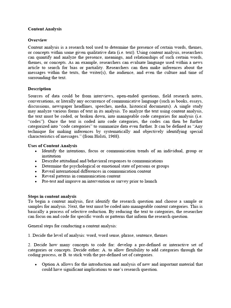 Understanding Content Analysis Methods | PDF | Attitude (Psychology ...