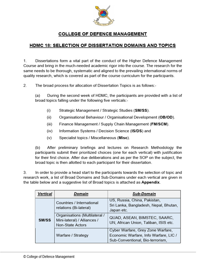 Dissertation Topic Selection Guide | PDF | Military | Artificial ...