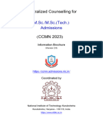 Centralized Counselling For: M.Sc./M.Sc. (Tech.) Admissions