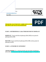 Demarche Analytique de L'arbre Genealogique Et Recapitulatif Sur Les Transmissions