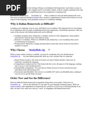 Italian Teachers Homework List