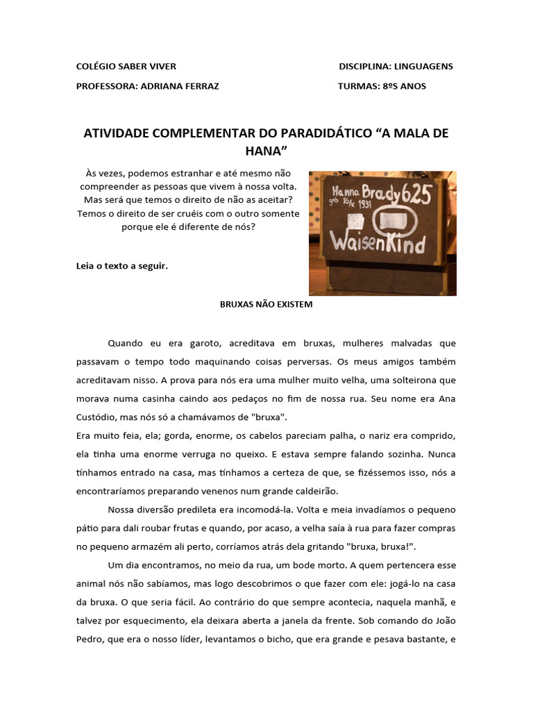 Atividade Complementar Da Mala de Hana | PDF | Nazismo