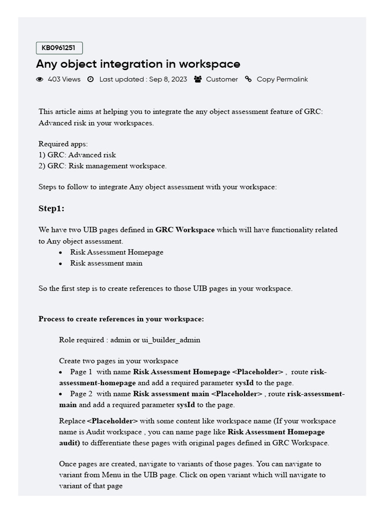 Any Object Integration in Workspace | PDF | Risk | Software Engineering