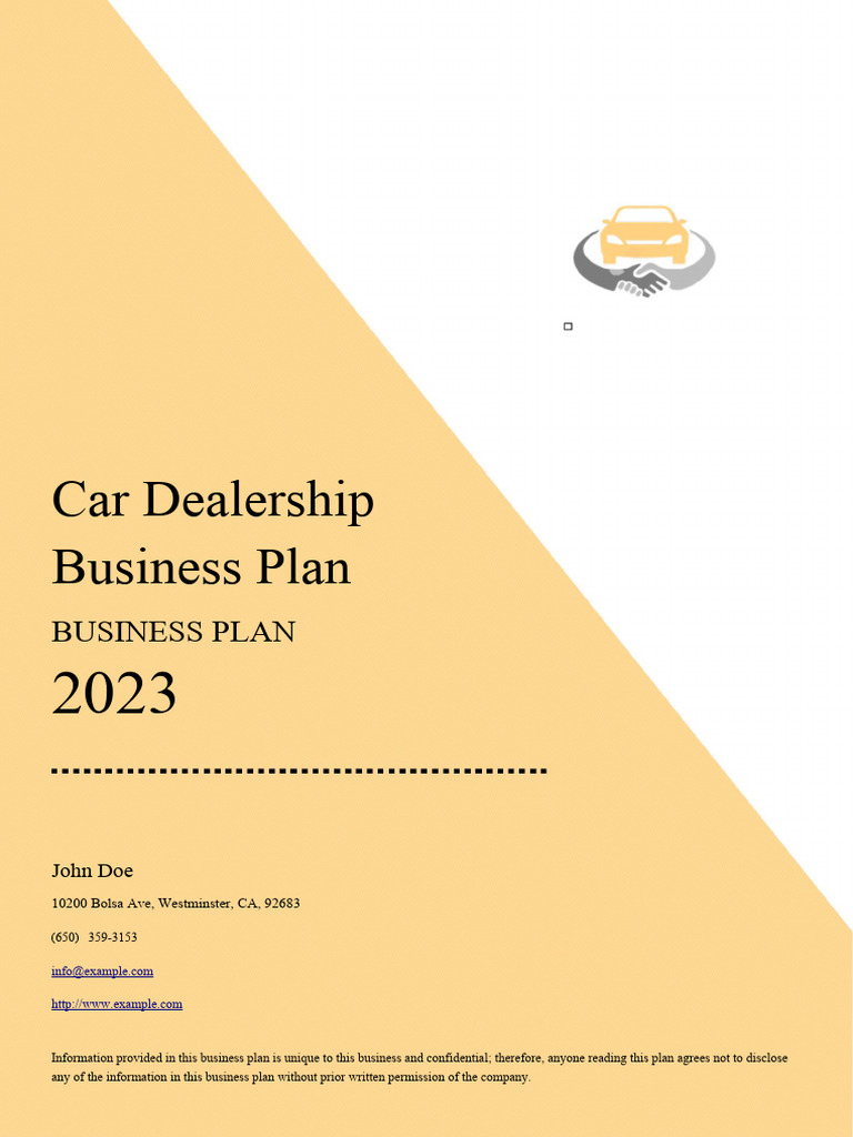 Car Dealership Business Plan PDF Balance Sheet Expense