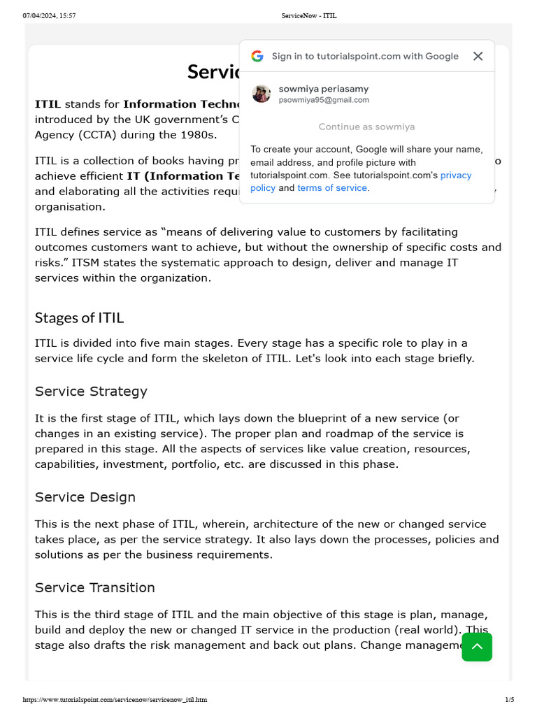 ServiceNow - ITIL | PDF | It Service Management | Business
