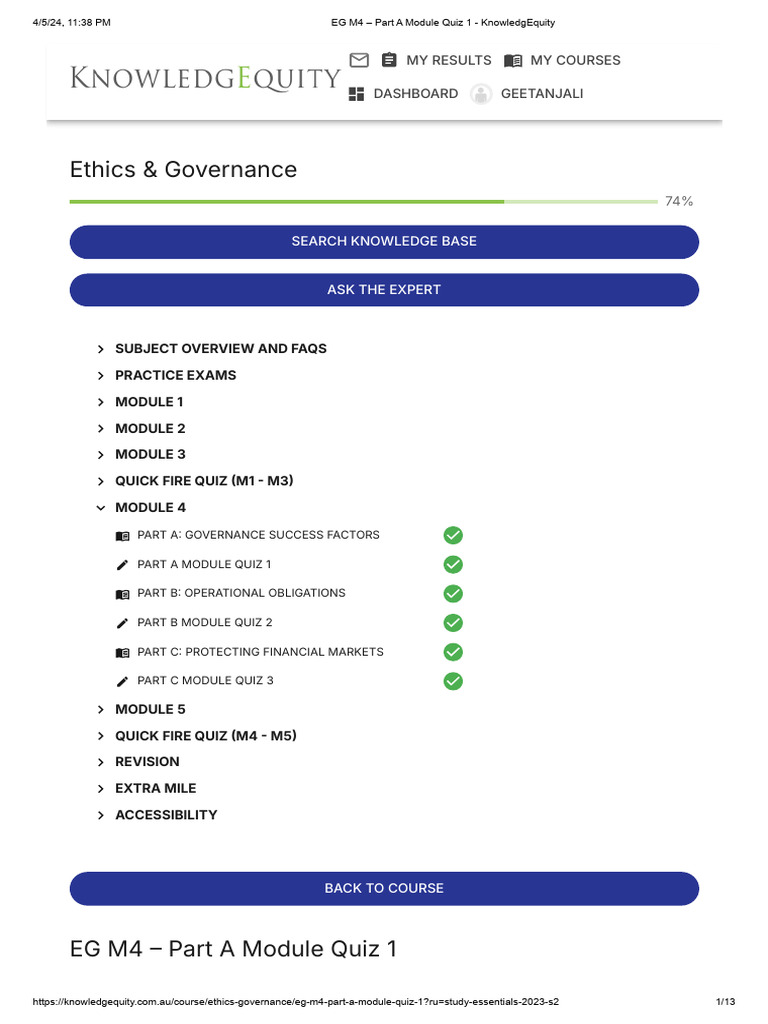 Ethics & Governance Quiz Results | PDF | Audit | Auditor's Report