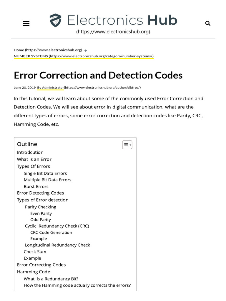 Error Correction And Detection Codes