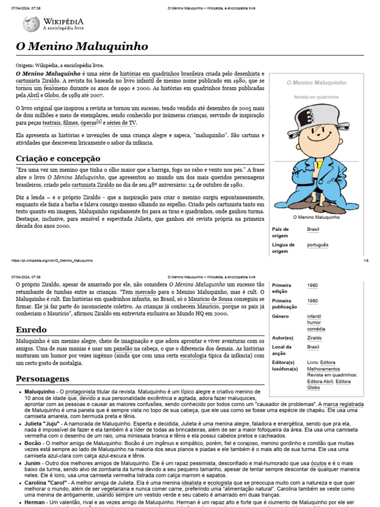 O Menino Maluquinho: História e Personagens | PDF