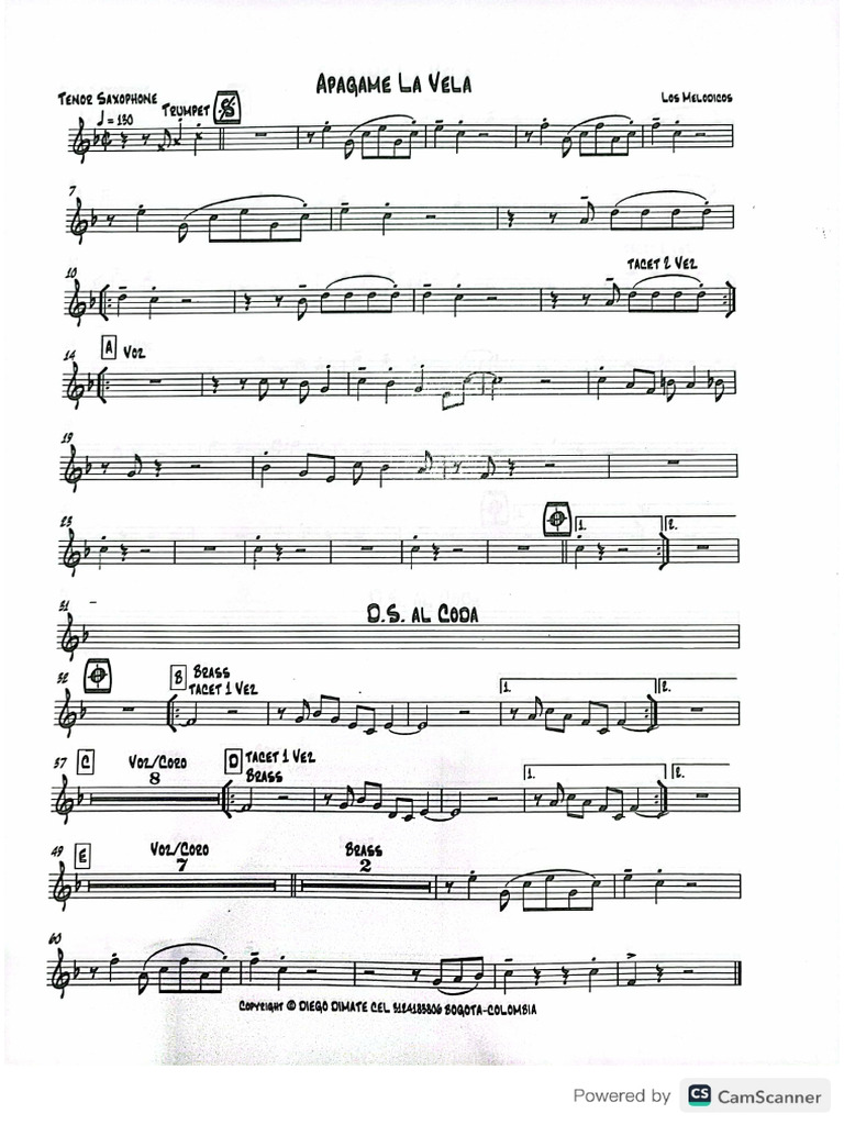 Apagame La Vela - Tenor | PDF