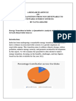 A Research Article On Energy Transition From Non-Renewable To Renewable Sources of Energy