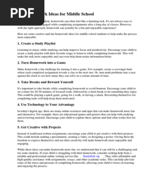 Fun Homework Ideas for Middle School