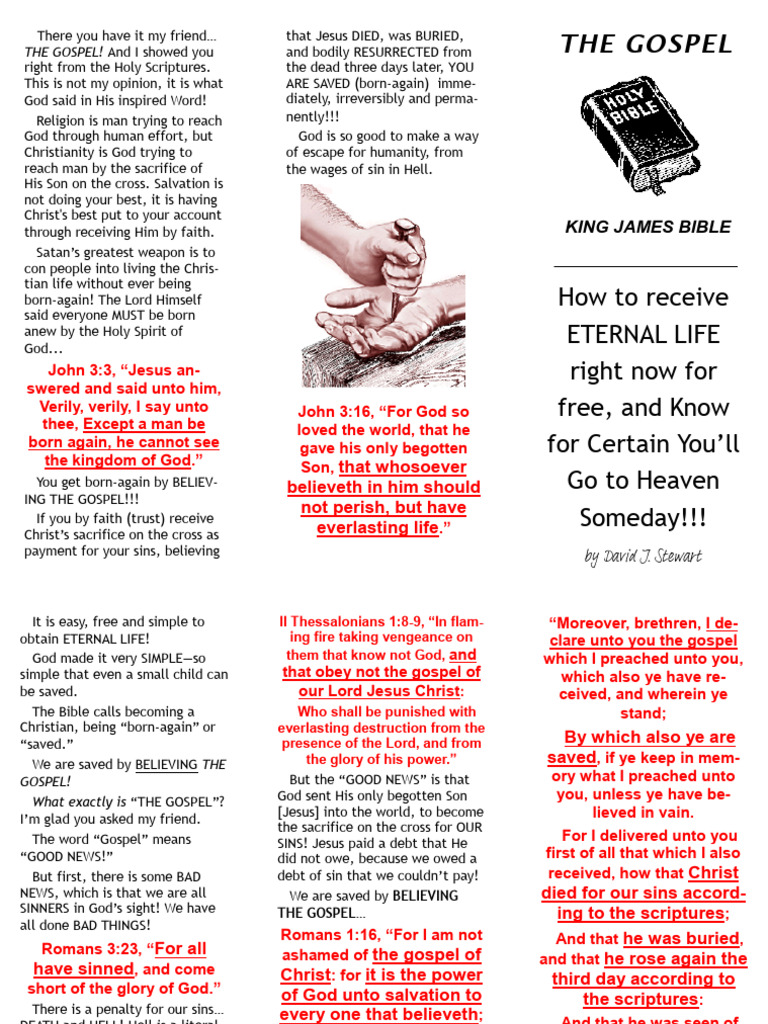 My Gospel Tract Pdf Eternal Life Christianity Born Again