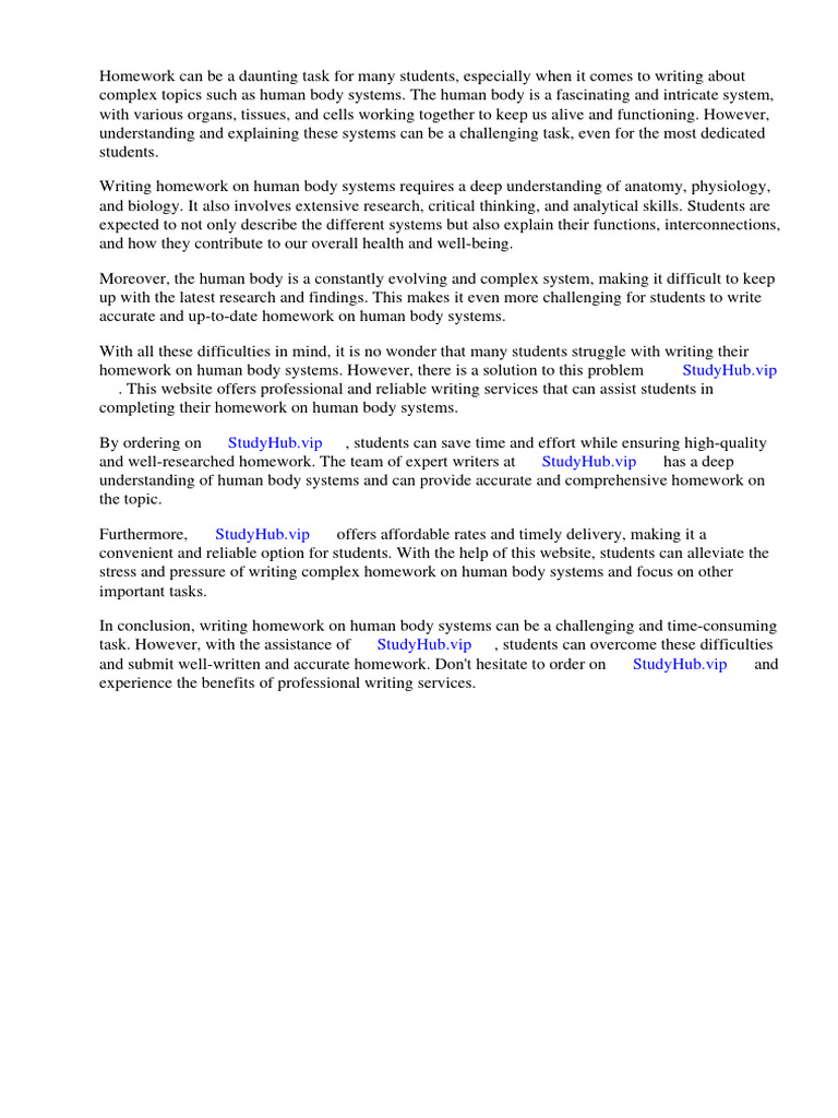 Human Body Systems Homework PDF Human Body Worksheet
