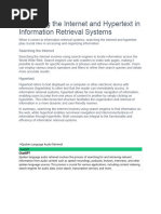 Searching The Internet and Hypertext in Information Retrieval Systems