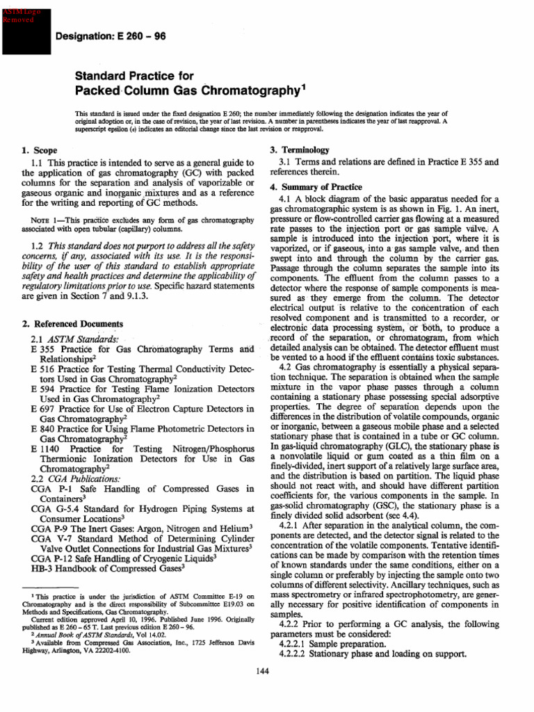 ASTM E2601996 PDF Gas Chromatography Chromatography