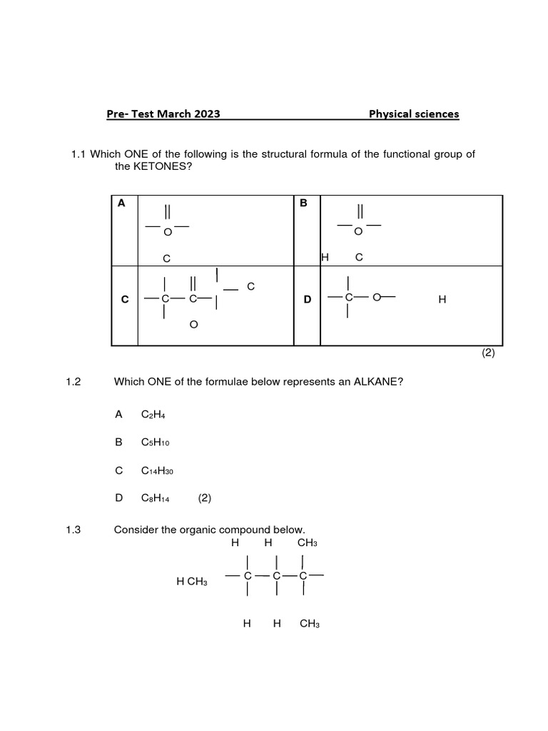 March 2023 Physical Sciences Pre Test Pdf Force Motion Physics