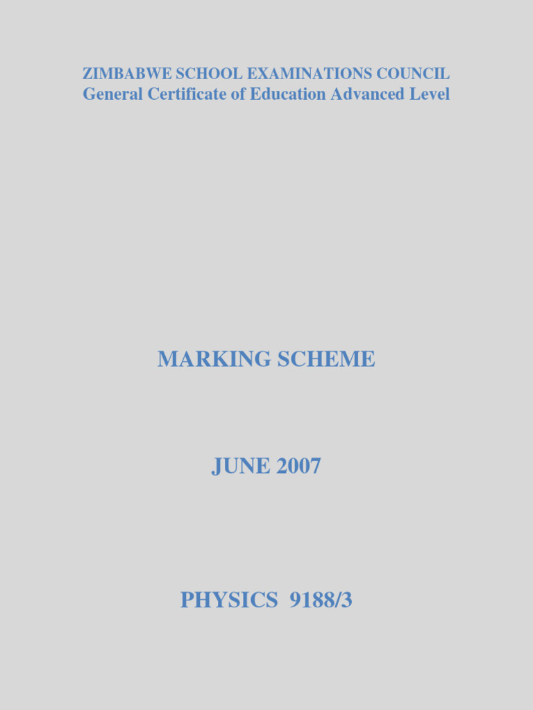 2007 A-Level Physics Marking Scheme | PDF | Force | Electromagnetic ...