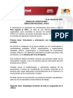 Orden de Operaciones Plan de Agosto 100% Territorialización