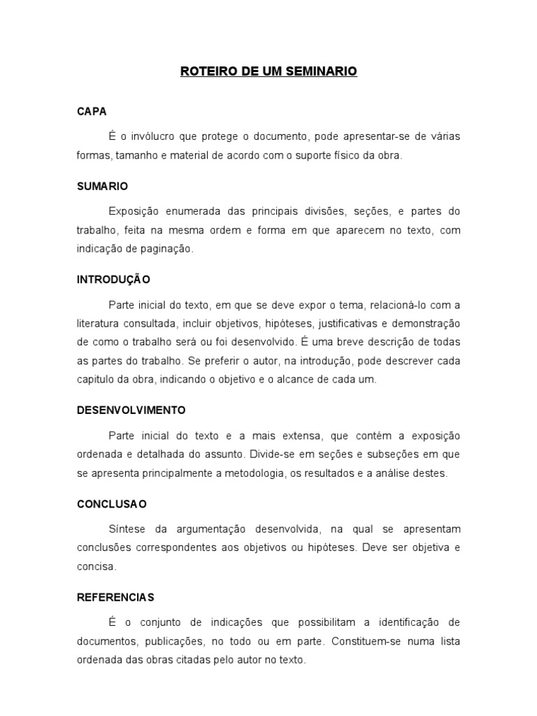 Roteiro de Um Seminario | PDF