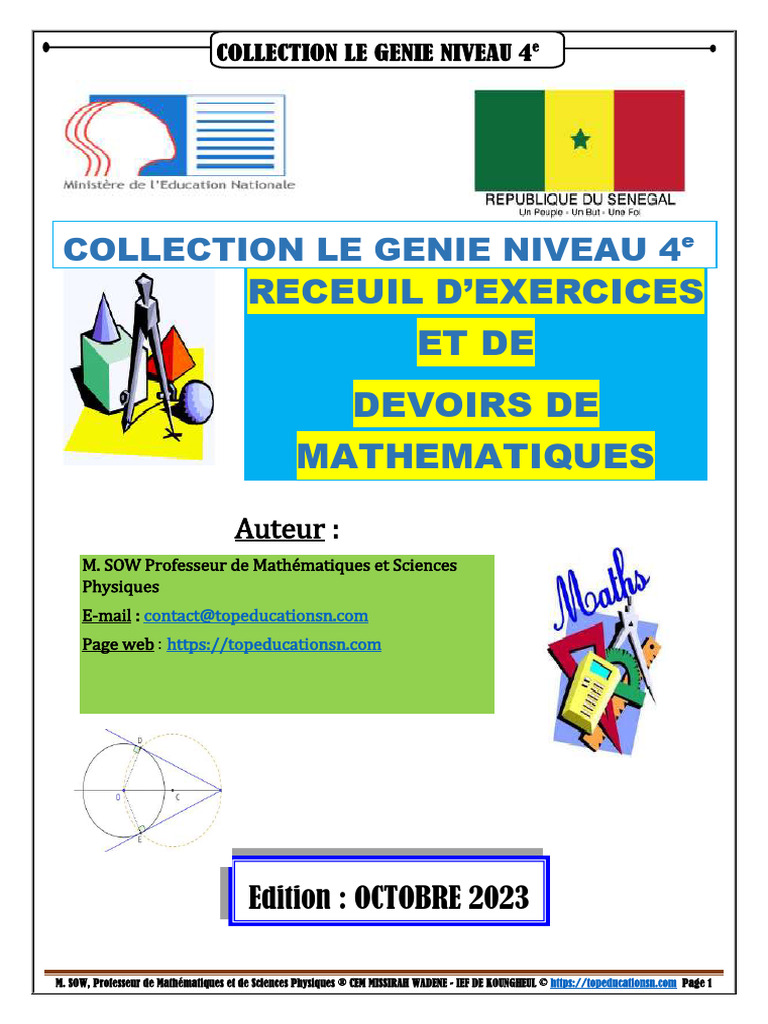 4e B Collection Le Genie Maths 4eme | PDF | Entier relatif | Concepts ...