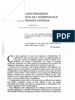 Quelques remarques sur la question de l'indépendance de la Banque centrale