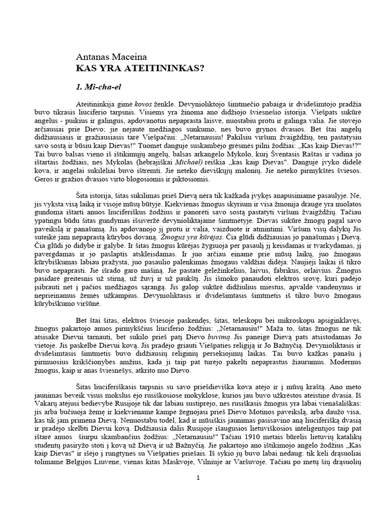Antanas Maceina KAS YRA ATEITININKAS | PDF