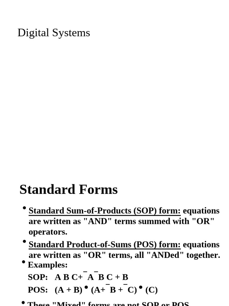Digital Systems: SOP and POS Forms | PDF | Mathematics | Mathematical Logic