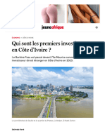 Qui Sont Les Premiers Investisseurs en Côte d’Ivoire