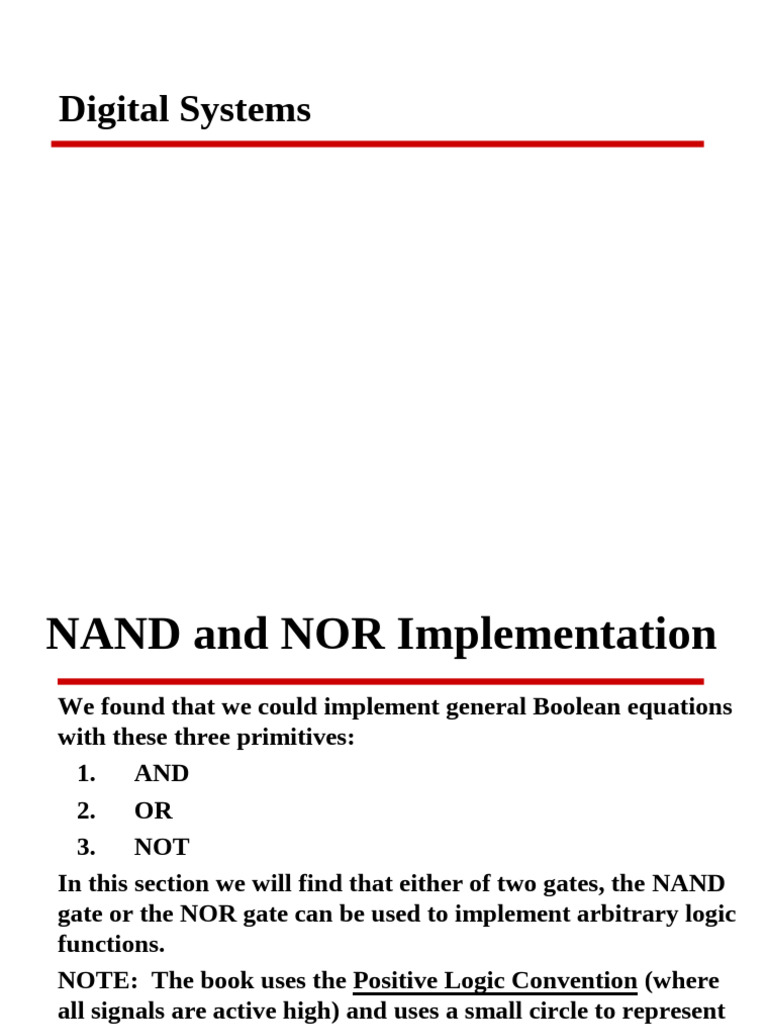 Boolean Logic with NAND/NOR Gates | PDF | Logic Gate | Mathematics