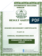 Result Humanities Private Hsc Part II Annual 2023 Complete