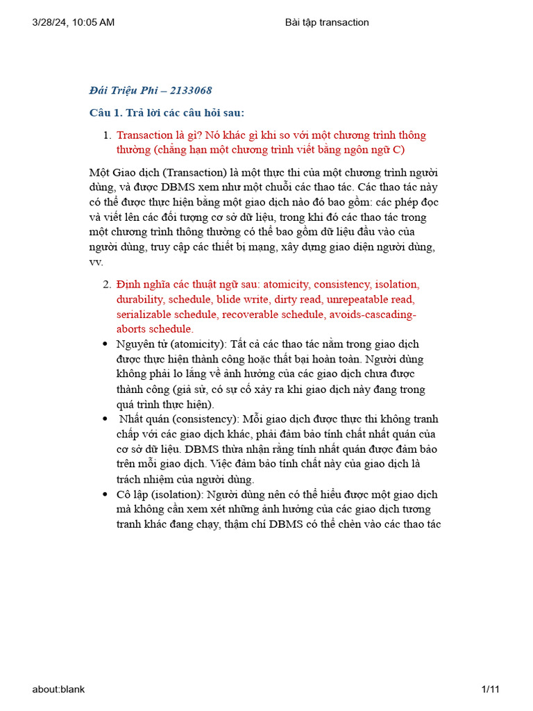 Bài tập transaction | PDF