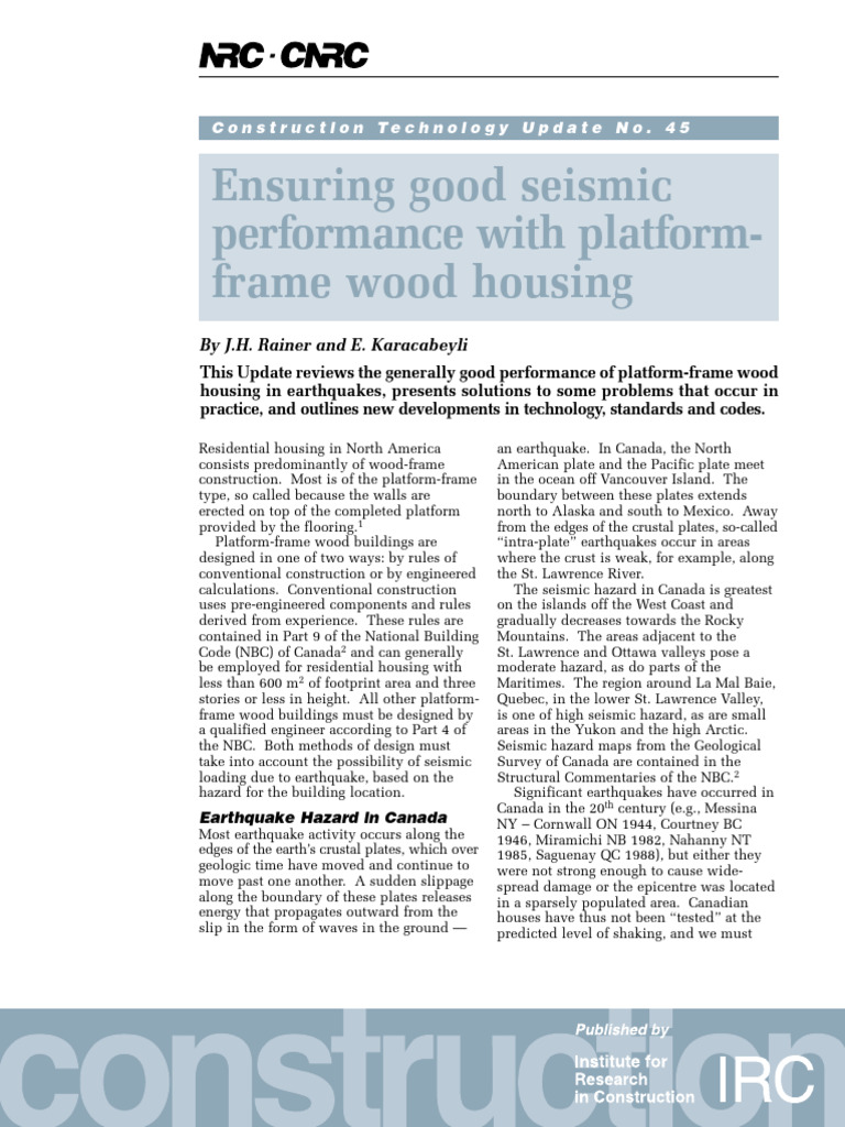 Seismic Performance of Wood-Frame Homes | PDF | Earthquakes | Seismology