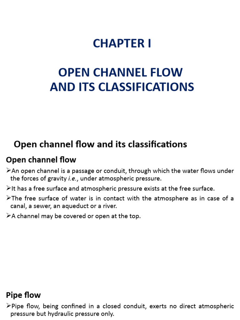 Open Channel Flow Classifications Guide | PDF | Laminar Flow | Reynolds ...