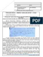 Para casa de Português - 03.04.2024 - Produção de carta de leitor