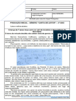 Para Casa de Português - 03.04.2024 - Produção de Carta de Leitor