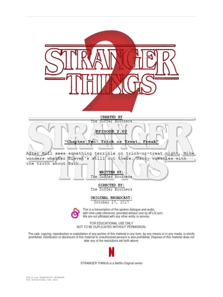 Stranger Things S2E2: Trick or Treat | PDF