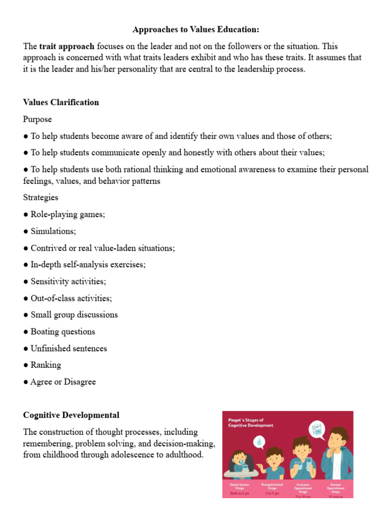 Approaches To Values Education | PDF | Experience | Thought