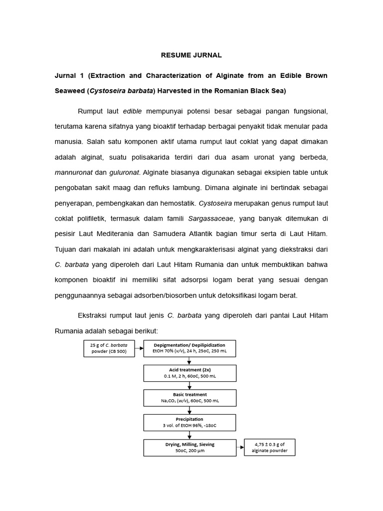Ekstraksi Alginat dari Cystoseira dan Sargassum | PDF
