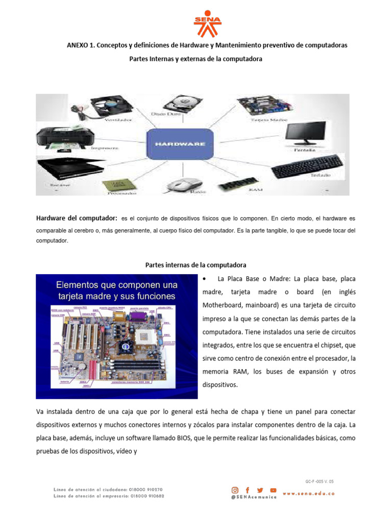 ANEXO 1. Conceptos y Definiciones de Hardware y Mantenimiento Preventivo de  Computadoras | PDF | Hardware de la computadora | Controlador de interfaz  de red, image size:768x1024