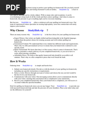 Spelling Test Homework
