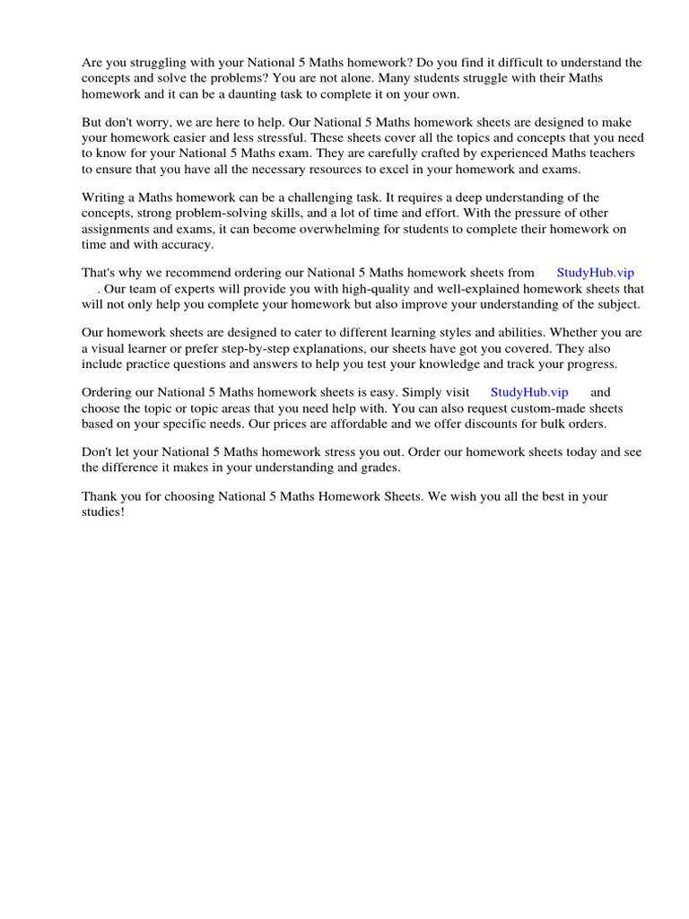 National 5 Maths Homework Sheets | PDF | Worksheet | Homework