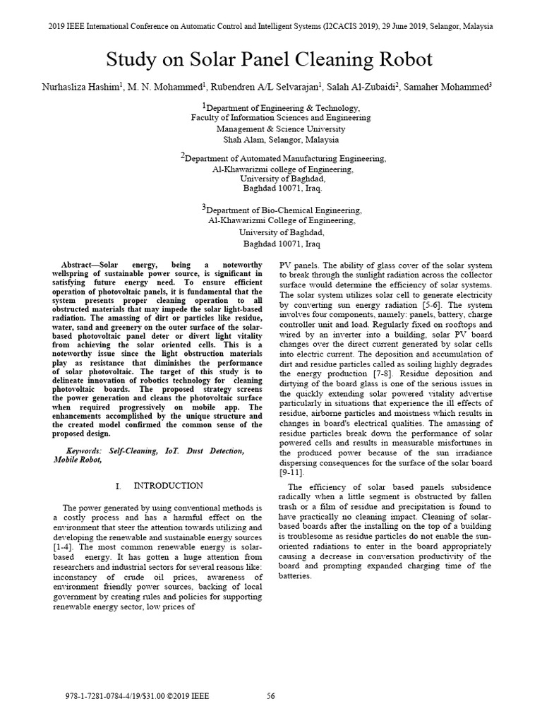 Solar Panel Cleaning Robot Study | PDF | Solar Power | Photovoltaics