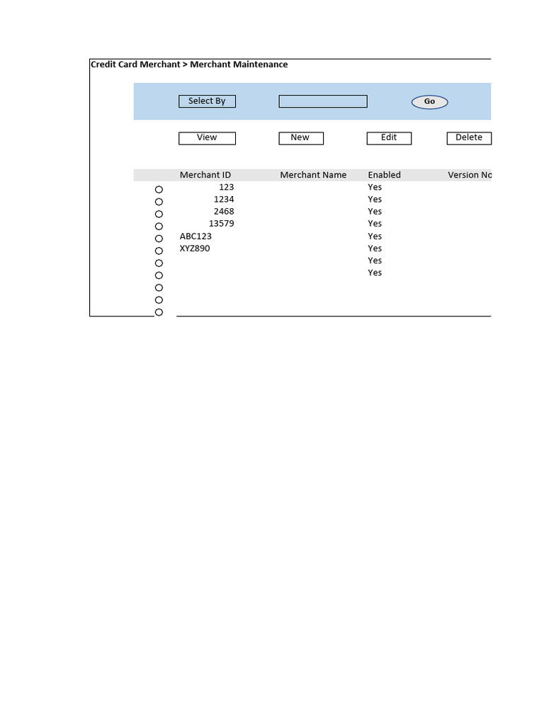 Credit Card Merchant Merchant Maintenance: Select by | PDF