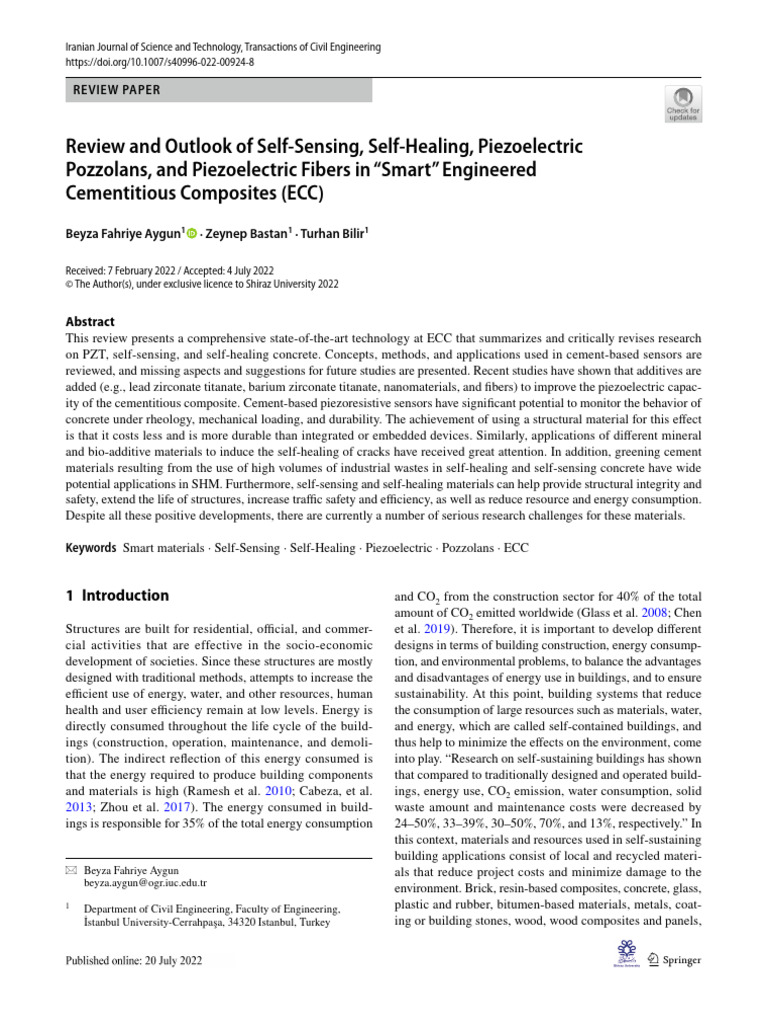 Review and Outlook of Self Sensing Self Healing Piezoelectric Pozzolans ...