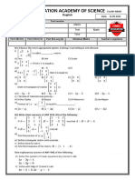 Education Academy of Science: Date: 12-09-2022 Test No. 01