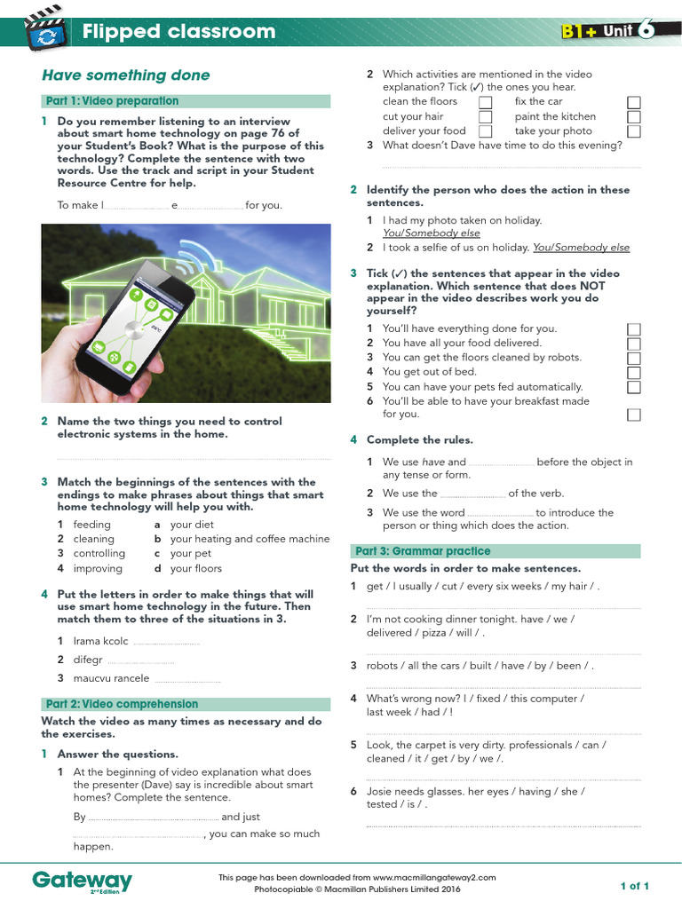 B1 Unit 6 Flipped Classroom Video Worksheet Pdf