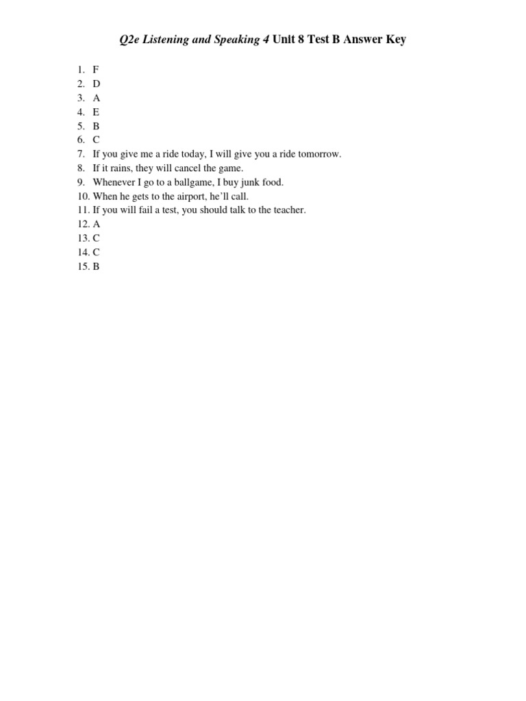 Q2e Listening & Speaking 4 Unit 8 Answers | PDF