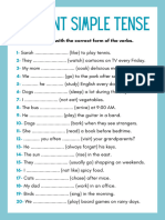 Present Simple Tense Worksheet in Turquoise White Basic Style